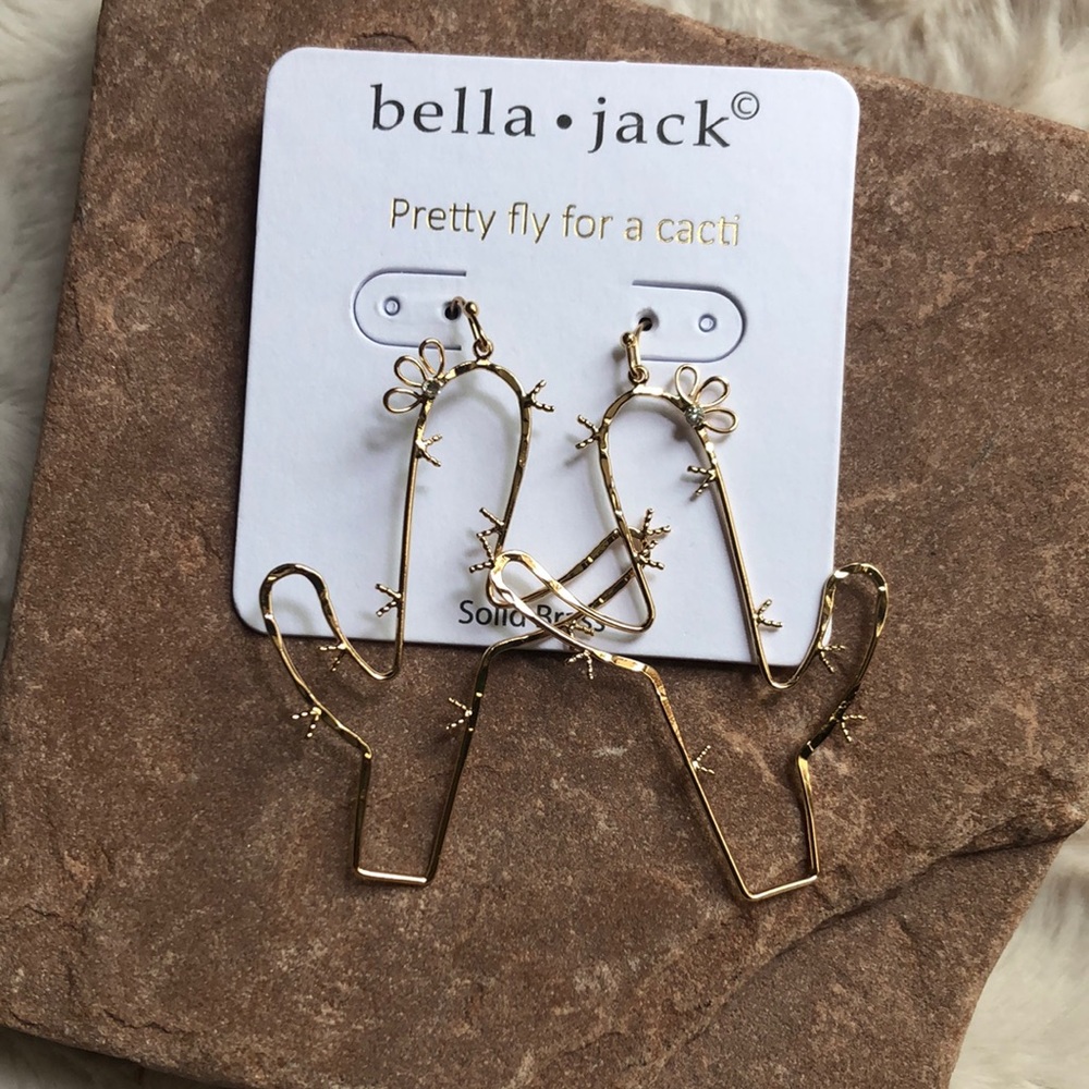 Bella Jack Western Goldtone Cactus Earrings - Picture 3 of 10